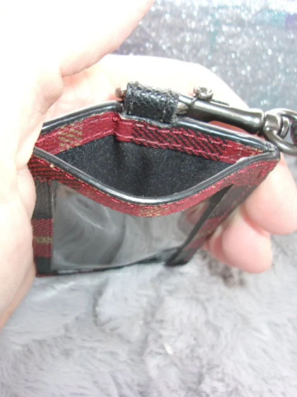 E-270 COACH RILEY PLAID LANYARD I.D. HOLDER